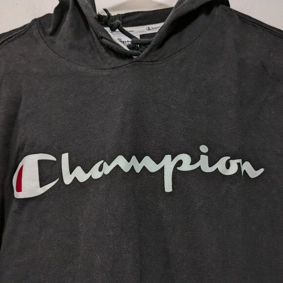 Champion Black Long Sleeve Hooded Shirt, 100% Cotton Mens Xtra Large - Picture 2 of 10